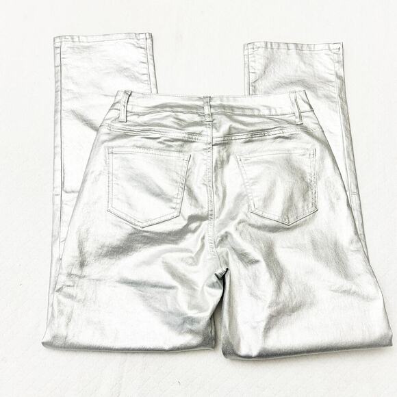 Superdown Metallic Silver Button Fly Straight Leg Denim Jean Pants Size 27 - Picture 5 of 8